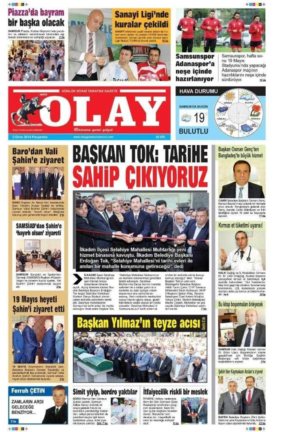 2 Ekim Perşembe Yerel Gazeteler - Resim 1