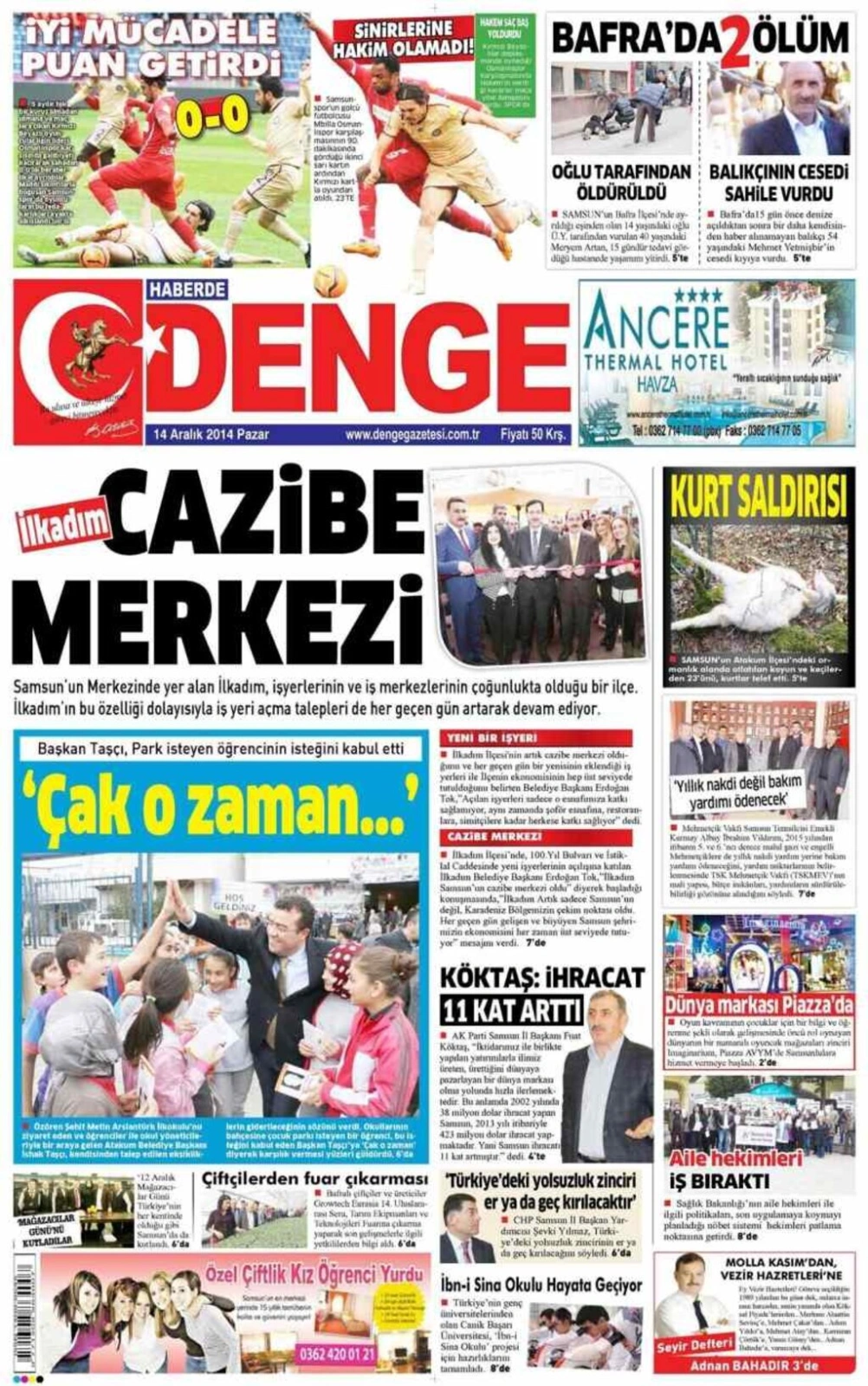 14 Aralık Pazar Yerel Gazetelerin birinci sayfaları - Resim 2