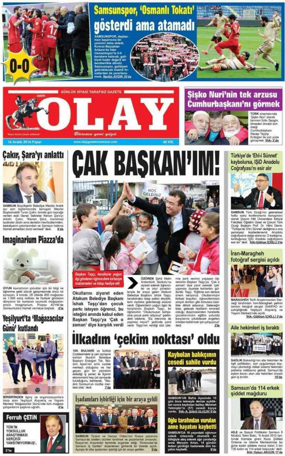 14 Aralık Pazar Yerel Gazetelerin birinci sayfaları - Resim 6