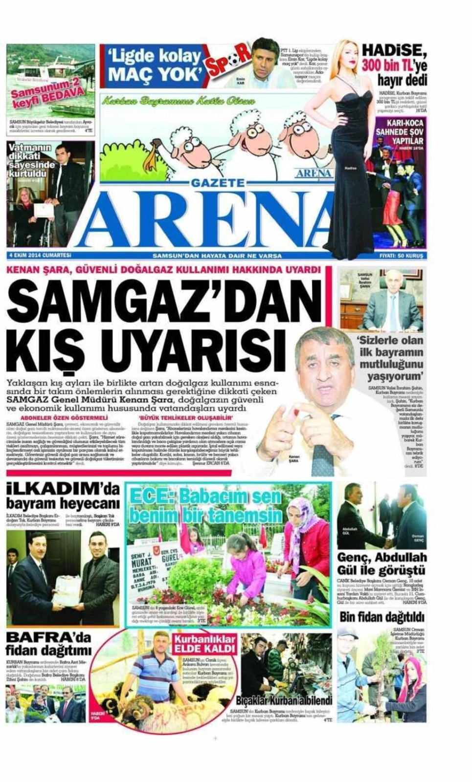 4 EKİM CUMARTESİ GÜNÜ SAMSUN YEREL GAZETELERİ 1. SAYFALARI - Resim 1