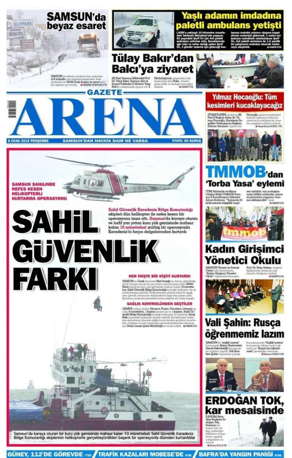 8 Ocak Perşembe Samsun'un yerel gazeteleri - Resim 1
