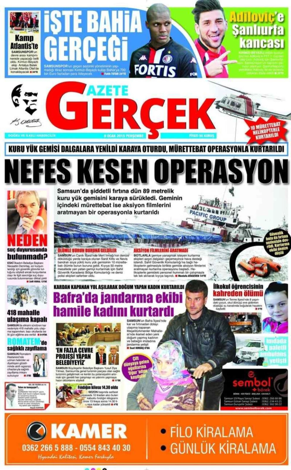 8 Ocak Perşembe Samsun'un yerel gazeteleri - Resim 4