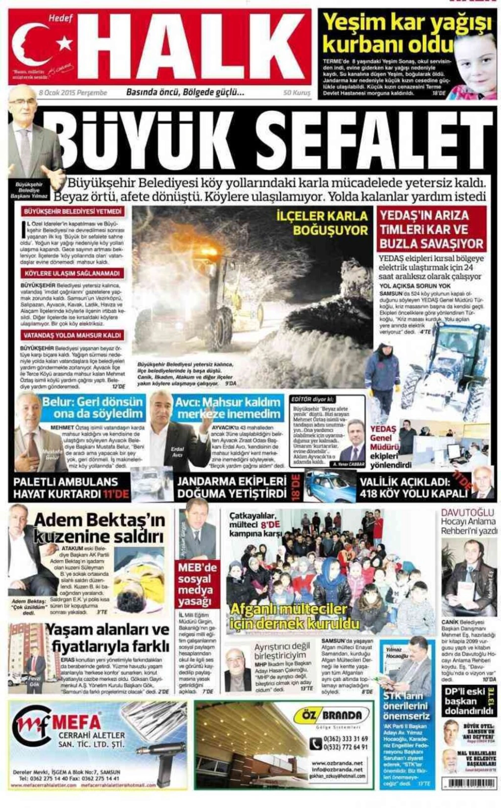 8 Ocak Perşembe Samsun'un yerel gazeteleri - Resim 6