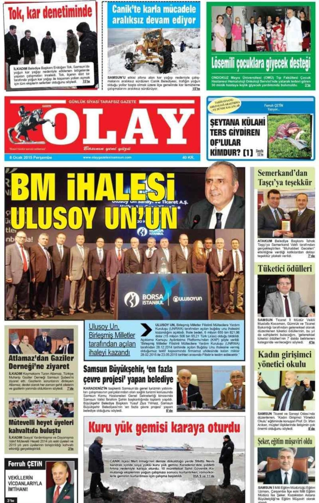 8 Ocak Perşembe Samsun'un yerel gazeteleri - Resim 7