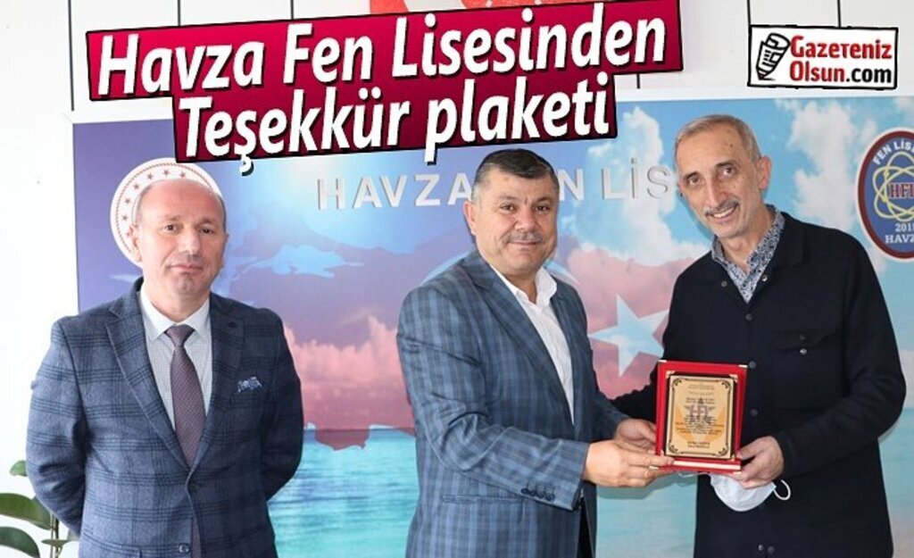 Havza Fen Lisesinden teşekkür plaketi