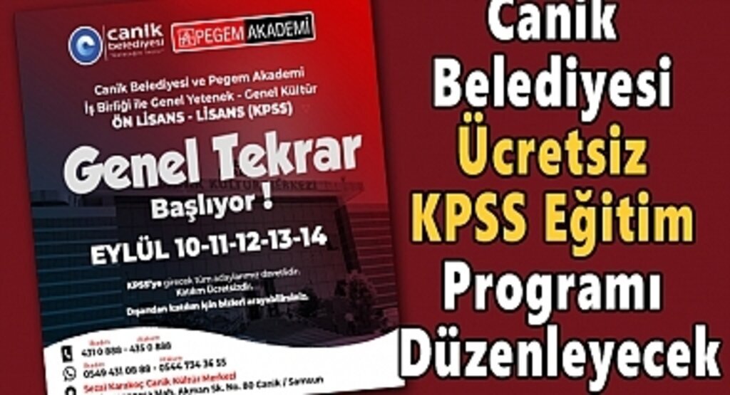 Canik Belediyesi Ücretsiz KPSS Eğitim Programı Düzenleyecek