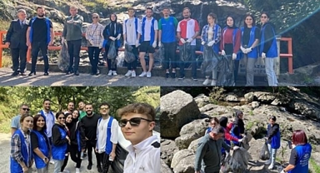 Salıpazarı'nda gençler Karacaören Şelalesi'ni temizledi