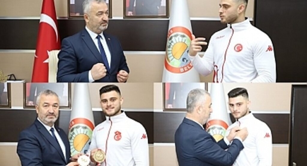 Bilek Güreşi Şampiyonu Başkan Topaloğlu’nu Ziyaret Etti