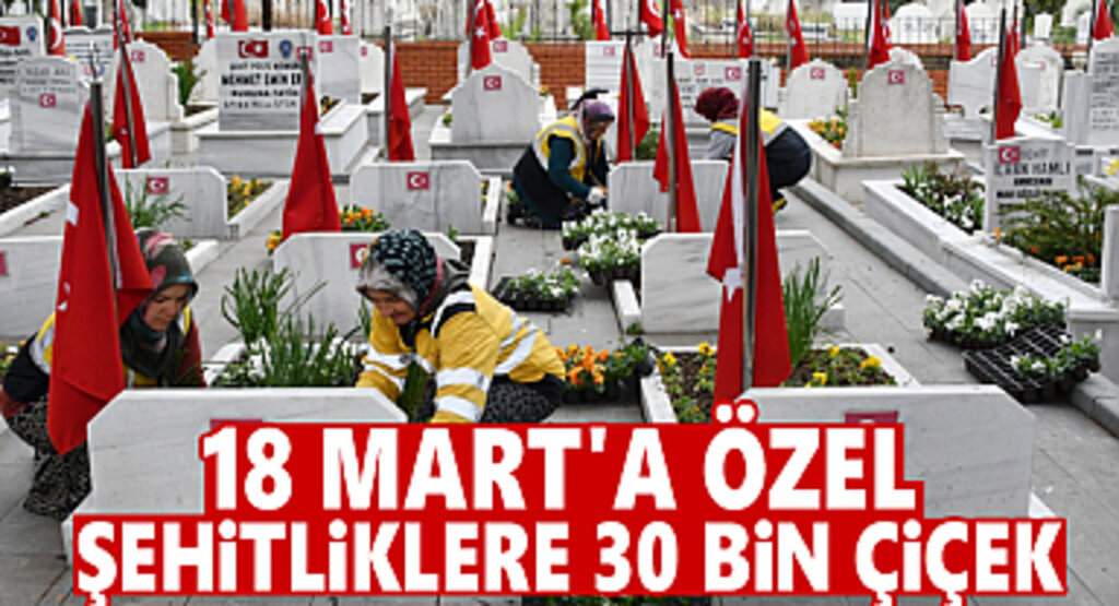 18 Mart’a özel Şehitliklere 30 bin çiçek Dikildi 