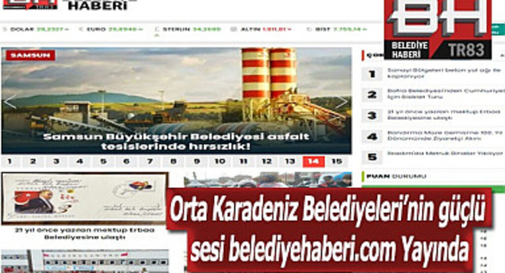 Orta Karadeniz Belediyeleri’nin güçlü sesi belediyehaberi.com Yayında