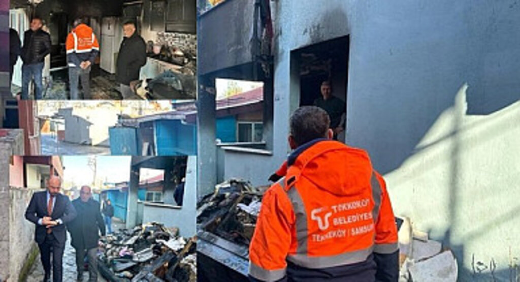 Tekkeköy Belediyesi'nden evi yanan vatandaşa yardım eli