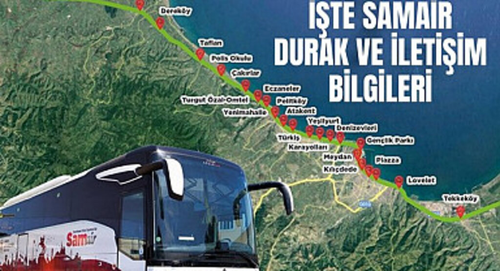 Samsun Çarşamba Havalimanı ulaşım SAMAİR iletişim ve durak bilgileri