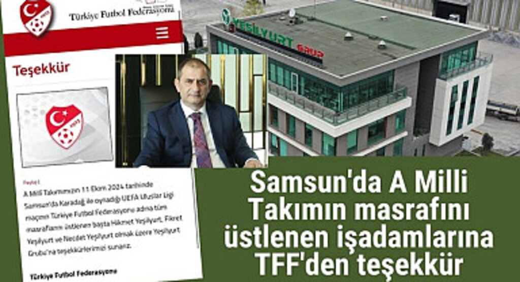 TFF'den Samsun'da A Milli Takımın masrafını üstlenen Yeşilyurt ailesine teşekkür
