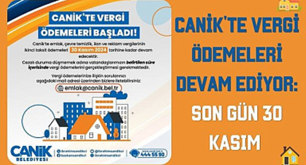 Canik'te Vergi Ödemeleri Devam Ediyor: Son Gün 30 Kasım 