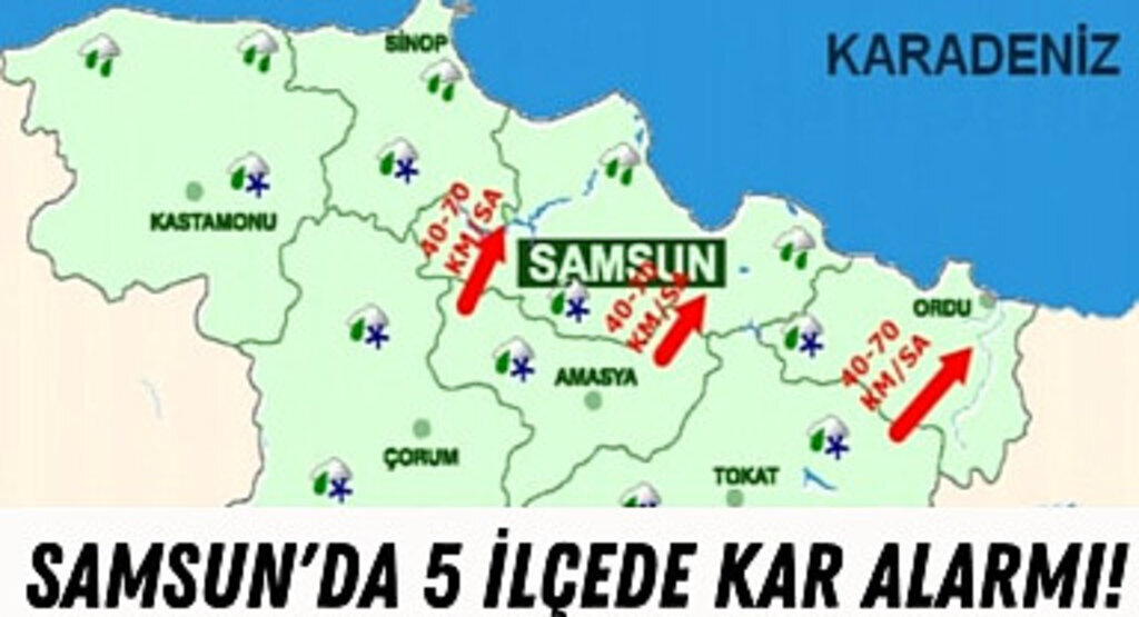 Samsun'un beş ilçesinde kar yağışı bekleniyor