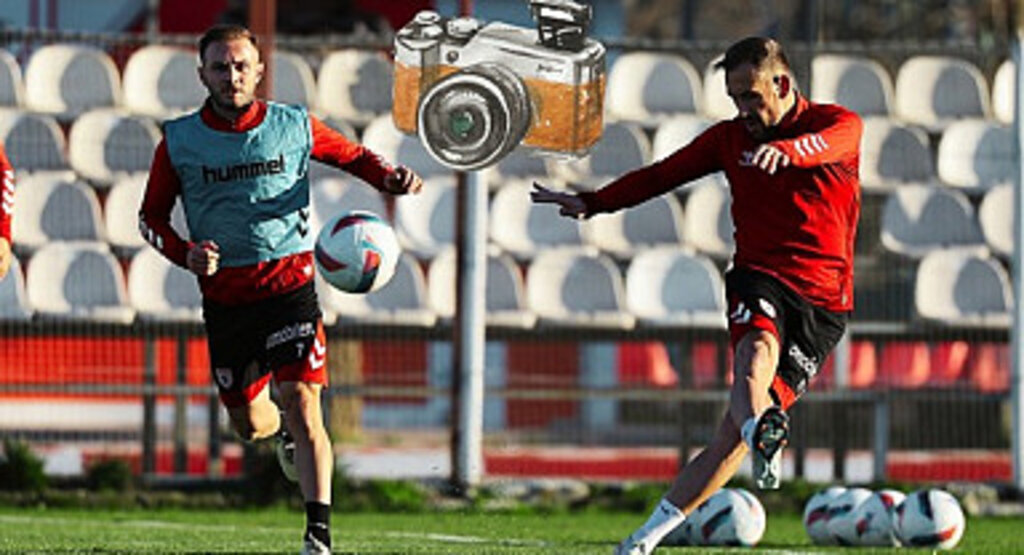 Samsunspor Gaziantep FK maçı hazırlıklarında şut çalıştı