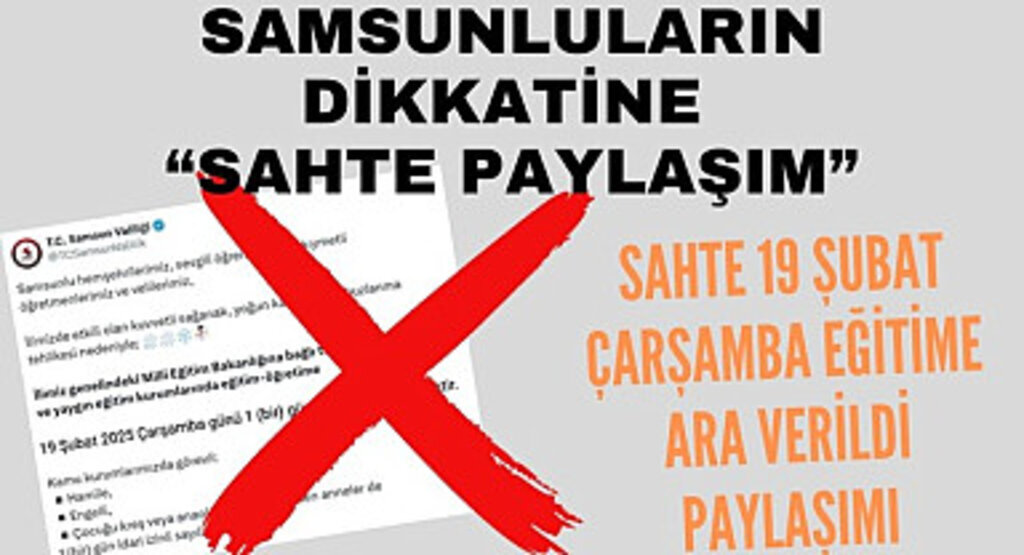 Samsun 19 Şubat Çarşamba Okullara Kar Tatili var mı? sahte paylaşımlara dikkat