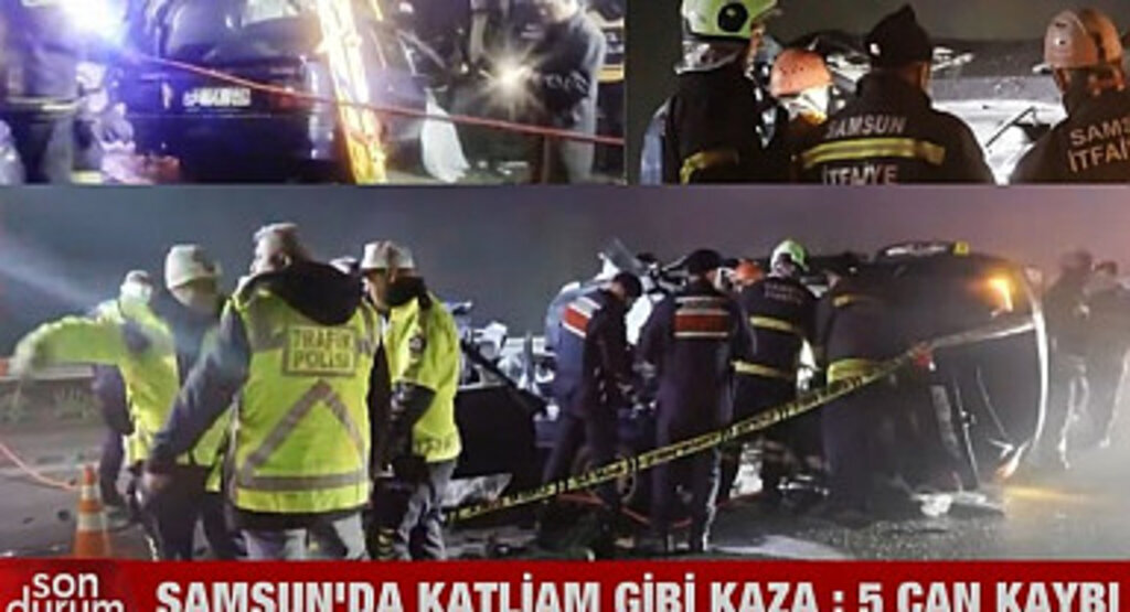 Samsun'da kontrolden çıkan otomobil karşı şerite geçti: 5 ölü