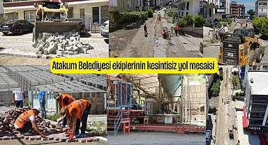 Atakum Belediyesi ekiplerinin kesintisiz yol mesaisi
