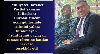 Başkan Burhan Mucur Teşekkür Mesajı Yayımladı