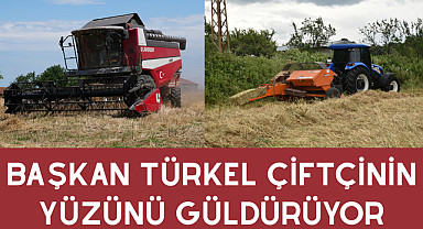 Başkan Türkel çiftçinin yüzünü güldürüyor