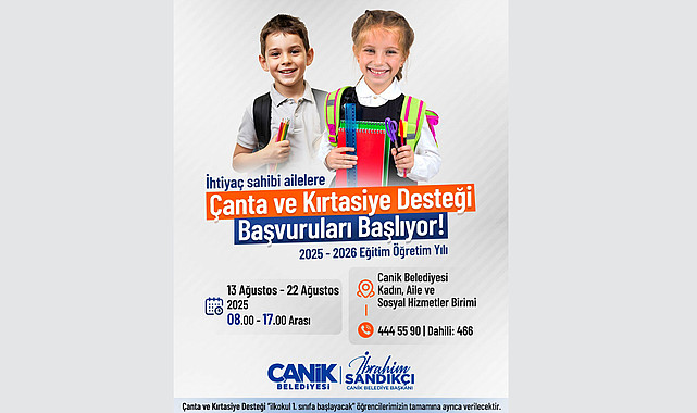 Canik Belediyesi'nden Çanta ve Kırtasiye Desteği