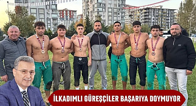 İlkadımlı güreşçiler başarıya doymuyor