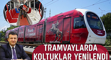 Samsun'da Tramvayların Koltuklar Yenilendi