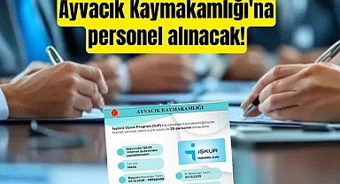 Ayvacık Kaymakamlığı İŞKUR personel alımı