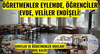 Samsun'da öğretmenler eylemde, öğrenciler evde, veliler kaygılı!