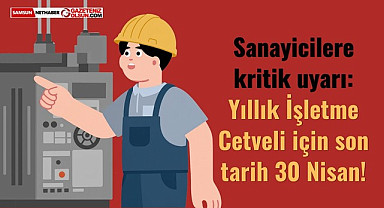 Samsun’daki Sanayi Sicil Belgesi Sahibi İşletmelere Uyarı Son Tarih 30 Nisan!