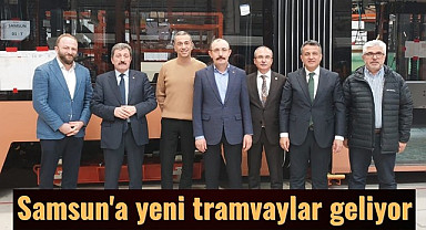 Samsun'un yeni tramvaylarında üretim mesaisi heyet yerinde inceledi