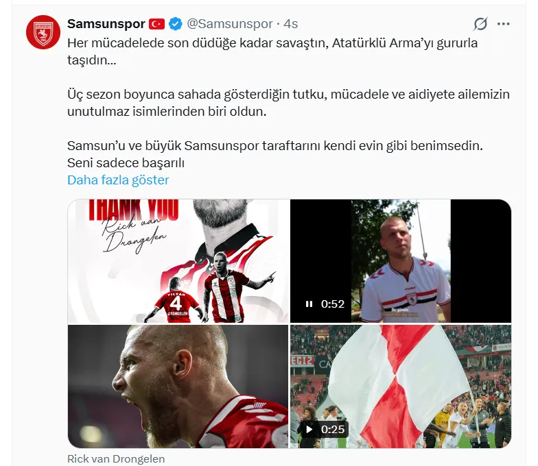 Rick van Drongelen Samsunlu oldu, Panathinaikos’ta 55 numarayı giyecek! Rick van Drongelen Samsunlu oldu, Panathinaikos’ta 55 numarayı giyecek!