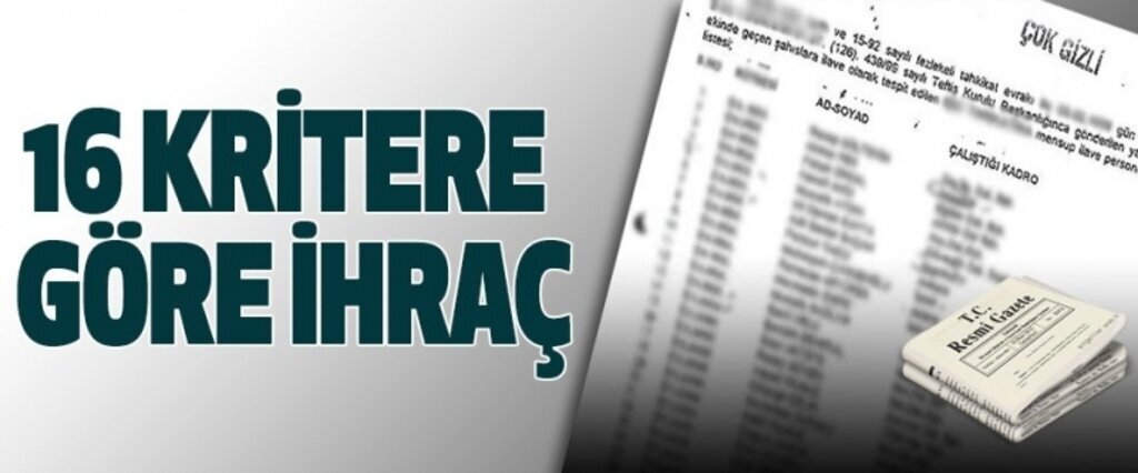 16 Kritere Göre İhraç