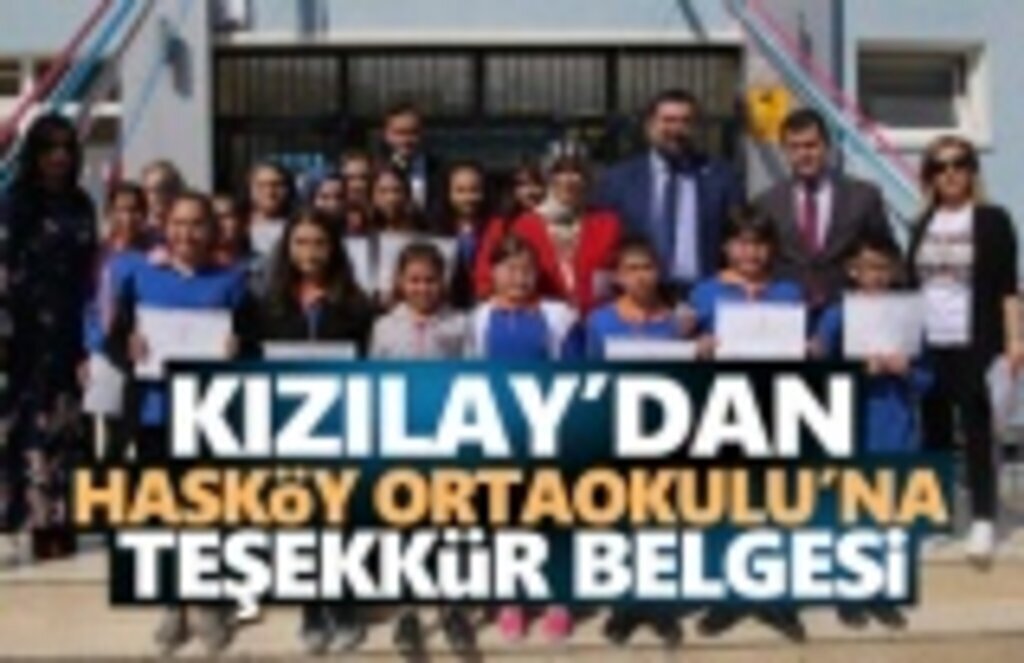 Kızılay'dan Hasköy Ortaokulu'na Teşekkür