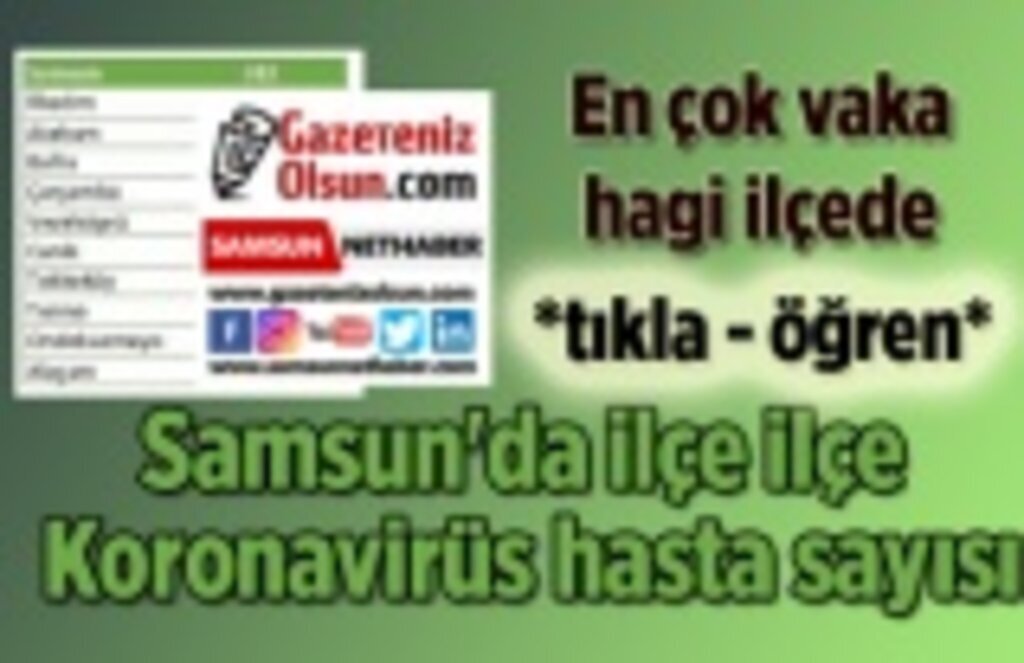 Samsun'un hangi ilçelerinde koronavirüs görülmedi işte ilçe ilçe vaka sayısı - Samsun Haber