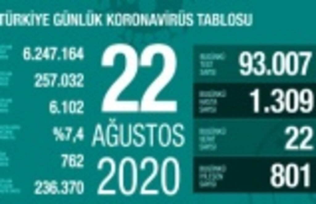 22 kişi hayatını kaybetti, 1309 yeni vaka tespit edildi