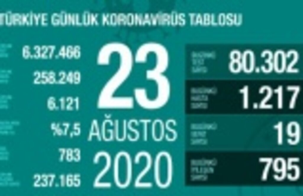 Ağır hasta sayısında artış, 19 can kaybı, 1217 yeni vaka!