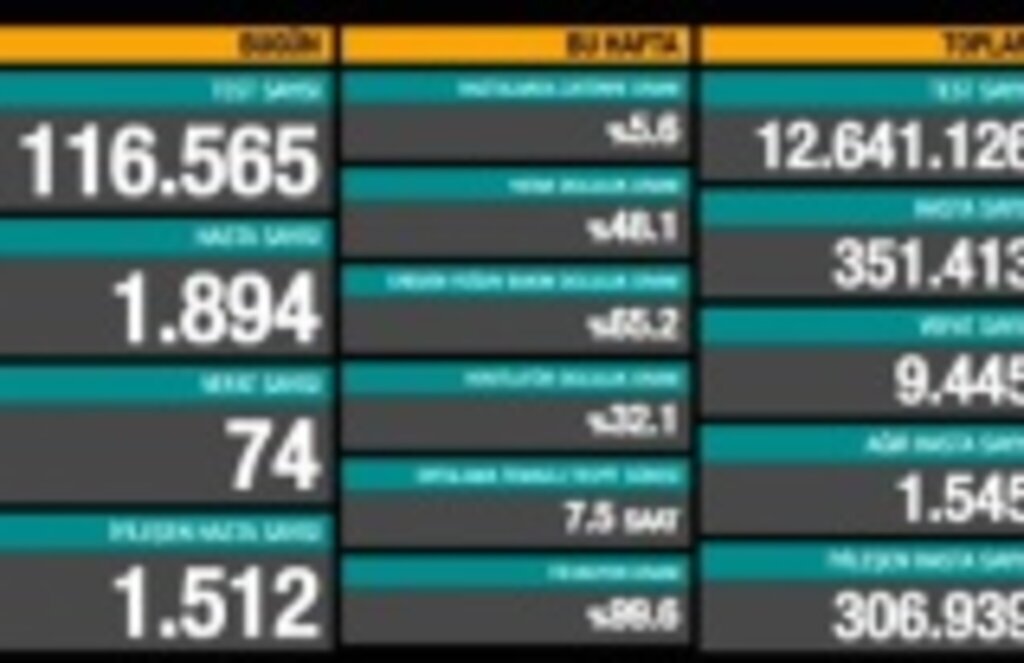 20 Ekim koronavirüs tablosu, 74 can kaybı, 1894 yeni vaka