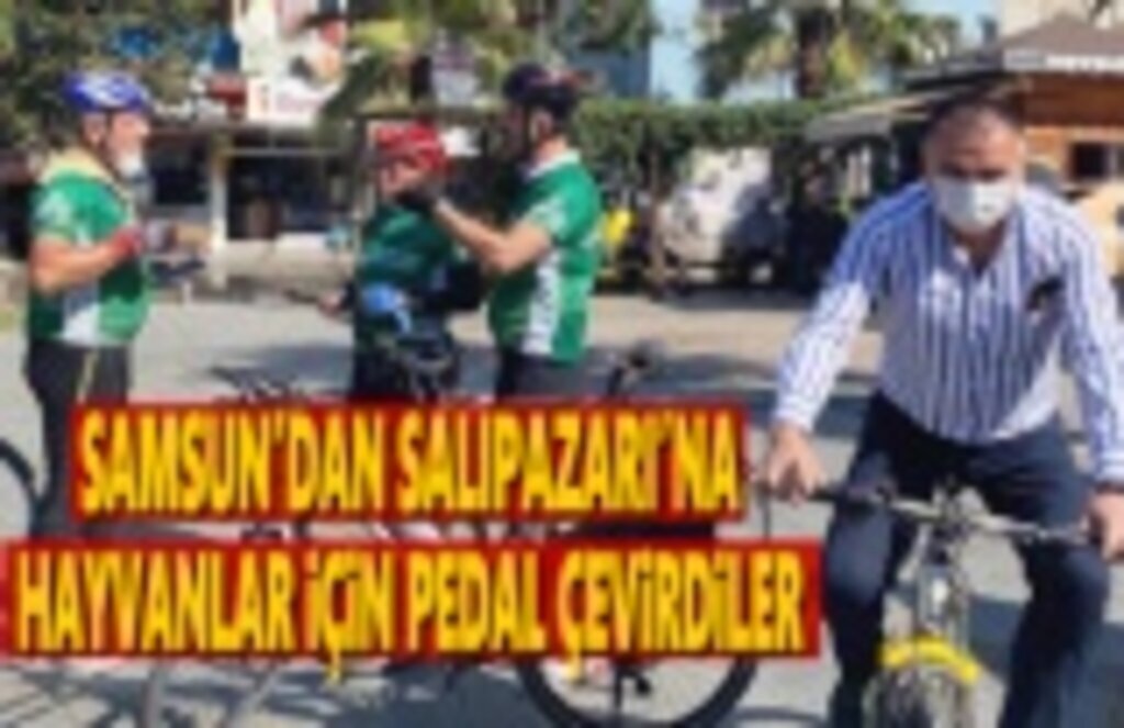 Samsun'dan Salıpazarı'na hayvanlar için pedal çevirdiler