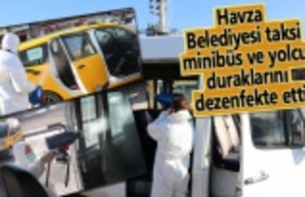 Havza Belediyesi taksi, minibüs ve yolcu duraklarını dezenfekte etti