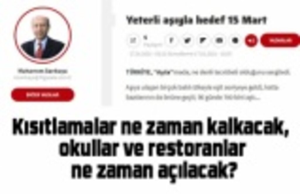 Kısıtlamalar ne zaman kalkacak, okullar ve restoranlar ne zaman açılacak?