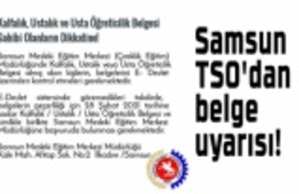 Samsun Ticaret ve Sanayi Odası'ndan duyuru - 19 Şubat Cuma
