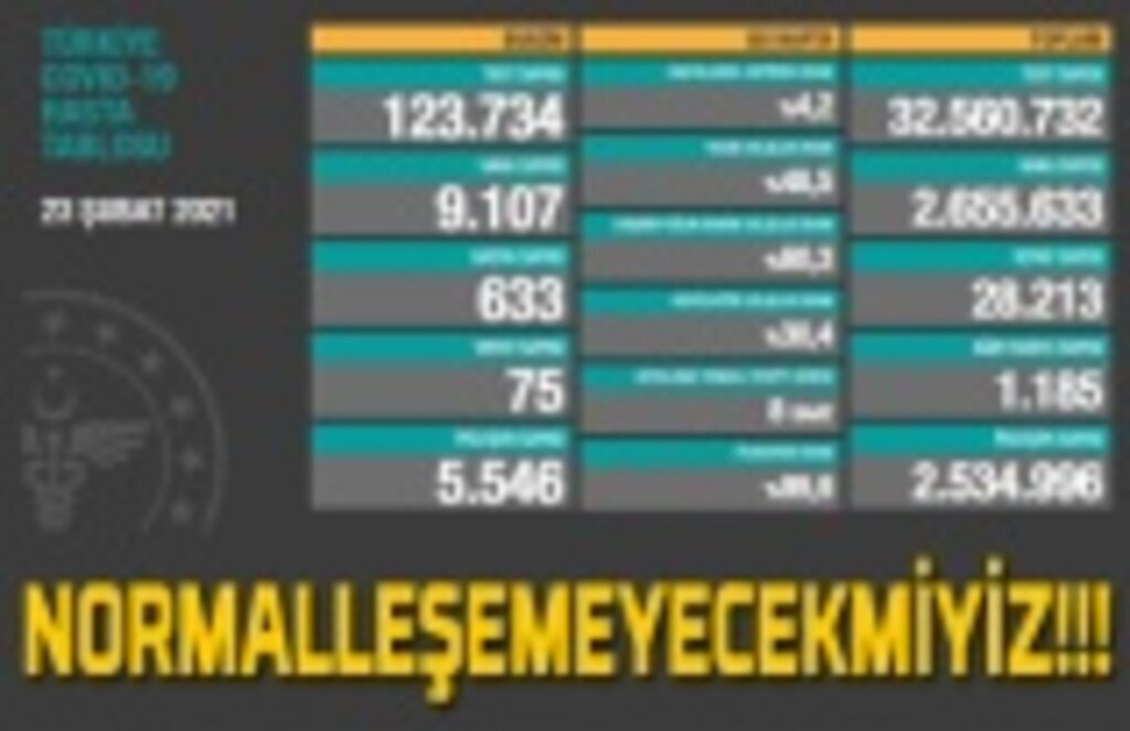 Vaka sayısı 9 bin 107 oldu, 23 Şubat Koronavirüs Tablosu