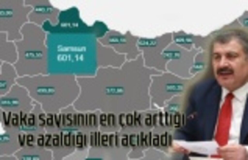 Vaka sayısının en çok arttığı ve azaldığı iller, Sıralamada Samsun'da var
