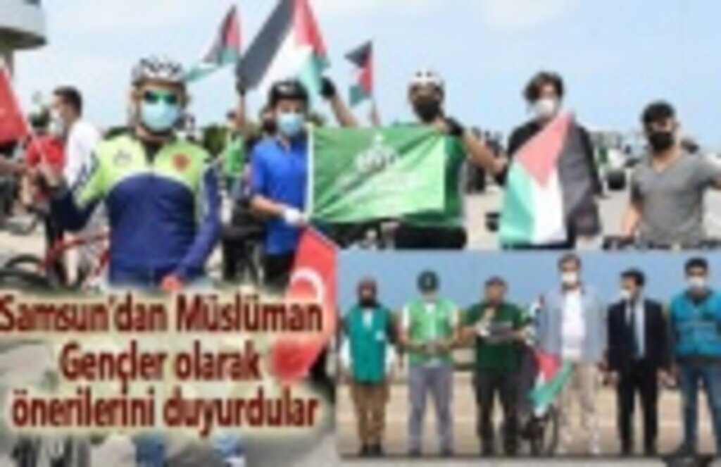 Filistin ve Kudüs için pedal çevirip basın açıklaması yaptılar