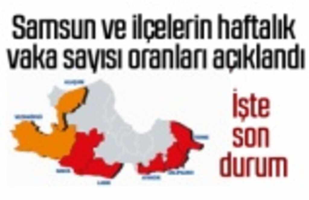 Samsun ve ilçelerin 1-7 Mayıs haftalık vaka sayısı oranları açıklandı