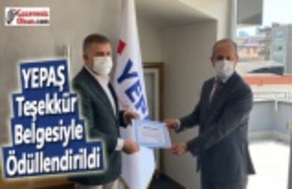 YEPAŞ Teşekkür Belgesiyle Ödüllendirildi