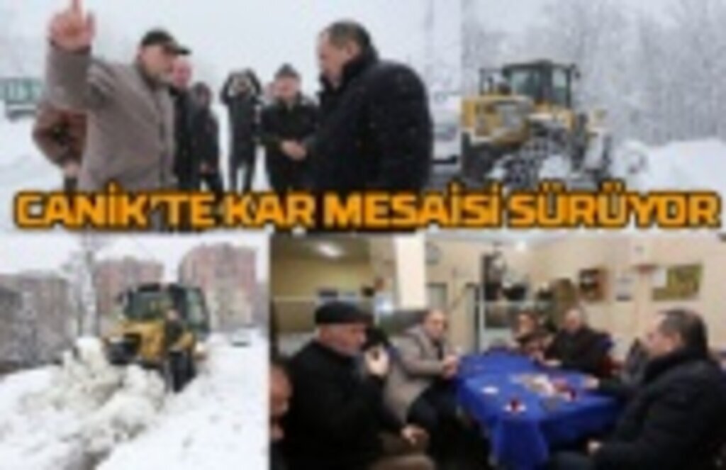 Canik'te kar mesaisi sürüyor