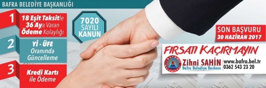 Bafra Belediye Başkanlığı'ndan vergi uyarısı